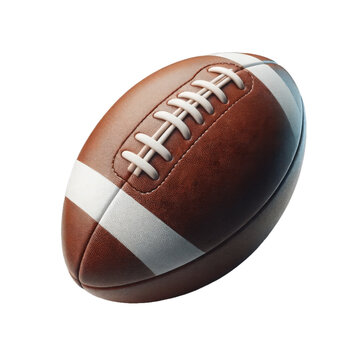American Football Ball with Detailed Stitching and Texture on Clean Background
