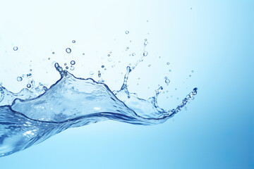 Water splash isolated on blue background
