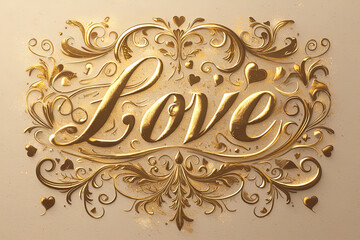 A postcard with the word "LOVE". Used for invitation to the wedding, greeting cards, flyers. Vector illustration.