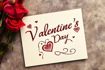 A postcard with the word "Valentine's Day. Used for invitation to the wedding, greeting cards, flyers. Vector illustration.
