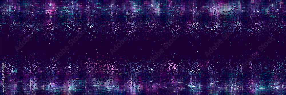 Poster seamless halftone dotted digital technology double border background with futuristic neon light effe