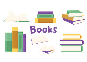 vector different books. concept of education, book store, library. World Book Day