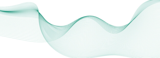 Abstract wavy green background. Thin line wavy abstract vector background. Curve wave seamless pattern. Line art striped graphic template design