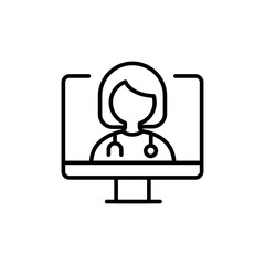 Online consultation outline icons, minimalist vector illustration ,simple transparent graphic element .Isolated on white background