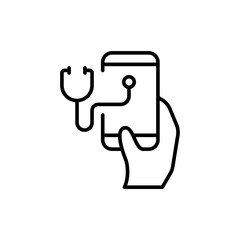 Healthcare app outline icons, minimalist vector illustration ,simple transparent graphic element .Isolated on white background