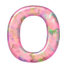 Letter O of the alphabet in pearl pink color on transparent png background