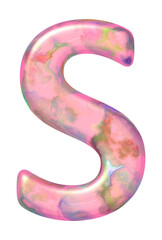 Letter Sof the alphabet in pearl pink color on transparent png background