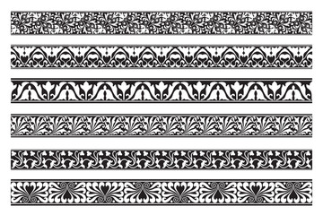 Set of decorative seamless ornamental border - Vector calligraphic border