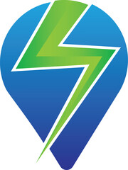 Blue Bulb with Thunder light Logo vector icon