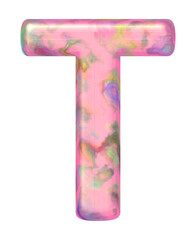 Letter T of the alphabet in pearl pink color on transparent png background
