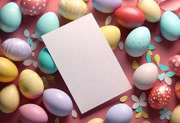 easter egg in minimal style. pastel color, empty card