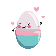 Cute egg for masturbation. Sex toy for men. Happy kawaii character. Vector flat illustration.