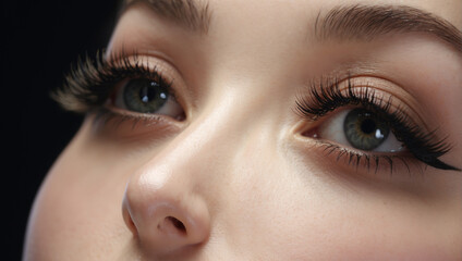 Fototapeta premium Long dark eyelashes. Eyelashes extensions