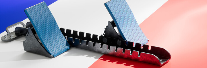 Running blocks with a French flag background 3d render