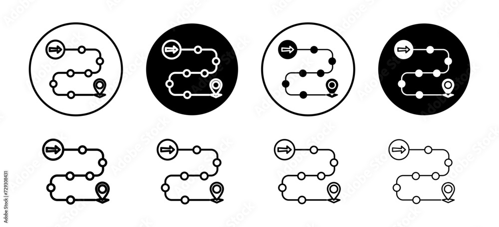 Poster project development road mapping vector icon set collection. road mappingoutline flat icon.