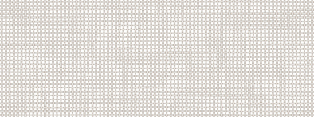Abstract linen burlap seamless pattern with uneven interlocking texture. Top view of cotton canvas for cross-stitch embroidery. Square mesh blank fabric for handcraft. Rough hessian bg. - obrazy, fototapety, plakaty