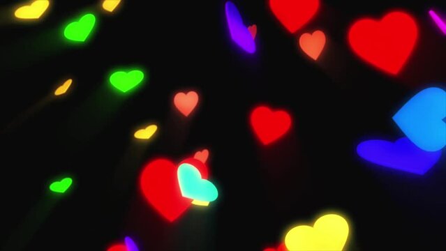 Animation colorful heart shape on black background.
