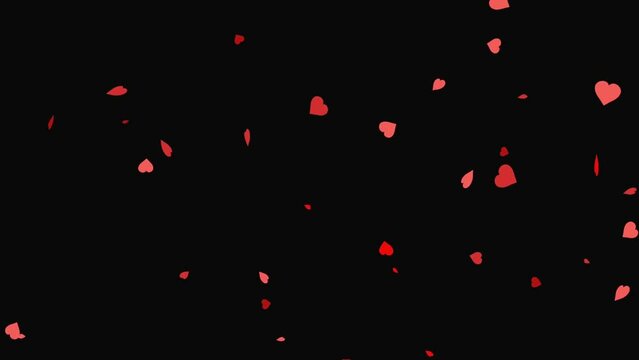 Animation red heart shape on black background.