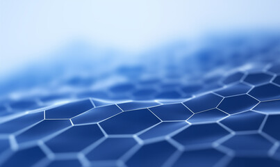 Futuristic blue hexagon dynamic wave, Blue hexagonal mesh background - obrazy, fototapety, plakaty