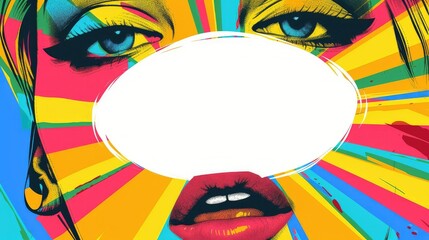Sexy lip in pop art style with empty space for text.