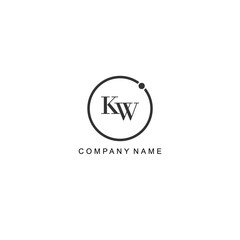Initial KW letter management label trendy elegant monogram company