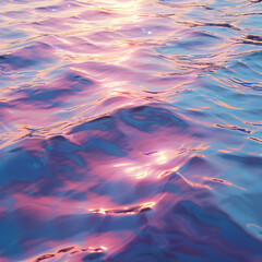 an iridescent holographic colored super smooth shiny pink calm ocean texture pattern, background .