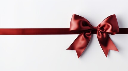 Vibrant red gift bow for festive present, isolated on white background with copy space for text