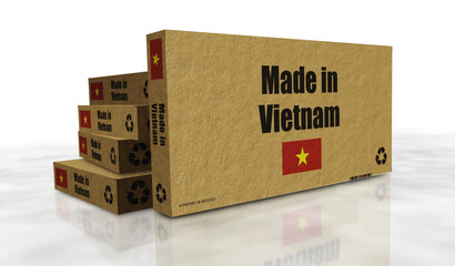 Made in Vietnam box pack 3d illustration