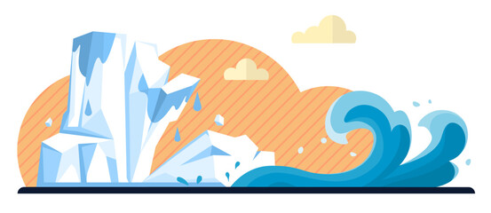 Glaciers vector illustration. Glaciers metaphorically echo whispers Earths frozen legacy The glacial concept illuminates interconnected dance frozen wonders Icy mountain peaks and glaciers paint