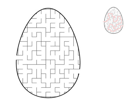 A maze puzzle. An egg shaped maze. Entertainment for children and adults.