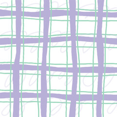 Vector hand drawn cute checkered grid pattern. Doodle Plaid geometrical simple texture. Uneven Crossing lines. Abstract cute delicate pattern ideal for fabric, textile, wallpaper.