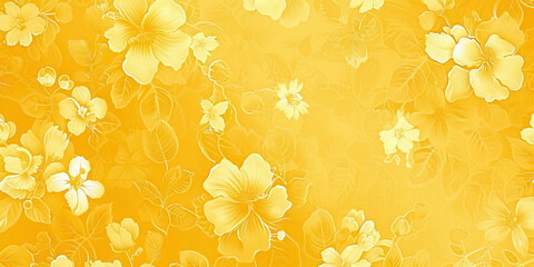 Vintage Yellow Wallpaper: Retro Yellow Floral Pattern Wallpaper as a Background