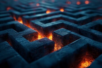 Abstract maze labyrinth wallpaper, Black labyrinth background