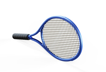 Tennis racket on white 3d render