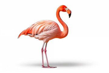 Pink flamingo isolated  on white background