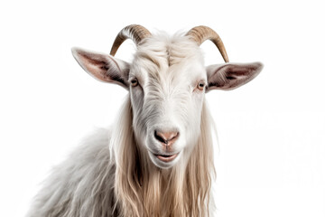 Fototapeta premium White goat on white background.