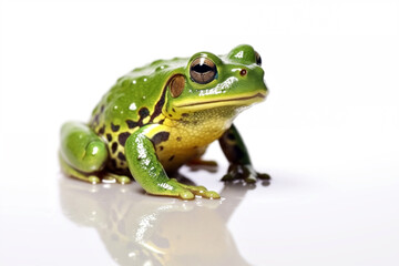 Obraz premium Green frog isolated on a white background.