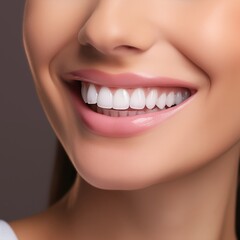 Obraz premium Closeup of a woman smiling. perfect smile and healthy teeth.