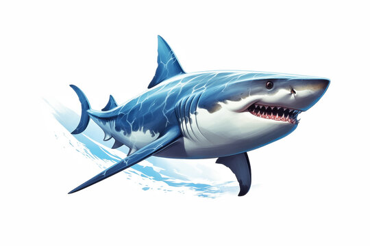 illustration of a great white shark (Carcharodon carcharias) isolated on white background