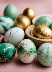 Fototapeta premium Easter eggs with marble patterns. Selective focus.