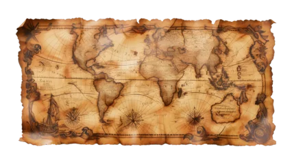 Foto op Plexiglas pirate treasure map on old paper transparent background. © Rattiyagone