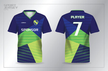 blue green sport jersey for football or soccer shirt mockup template