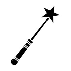 Magic wand icon, black color silhouette symbol, black color silhouette