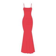 women's red dress in flat style vector
