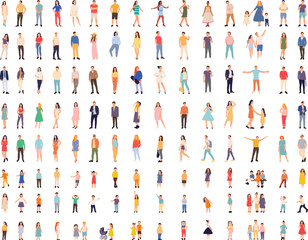 collection of people, men and woman in flat style vector