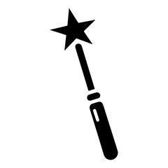 Magic wand icon, black color silhouette symbol, black color silhouette