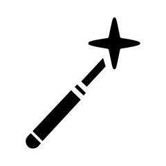 Magic wand icon, black color silhouette symbol, black color silhouette