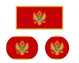 Flag in a rectangular square and circle, isolated png background. Flag of Montenegro