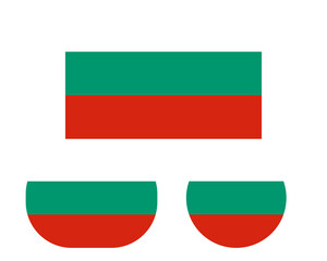 Flag in a rectangular square and circle, isolated png background. Flag of Bulgaria