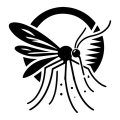 minimal Mosquito logo concept, clipart, symbol, black color silhouette